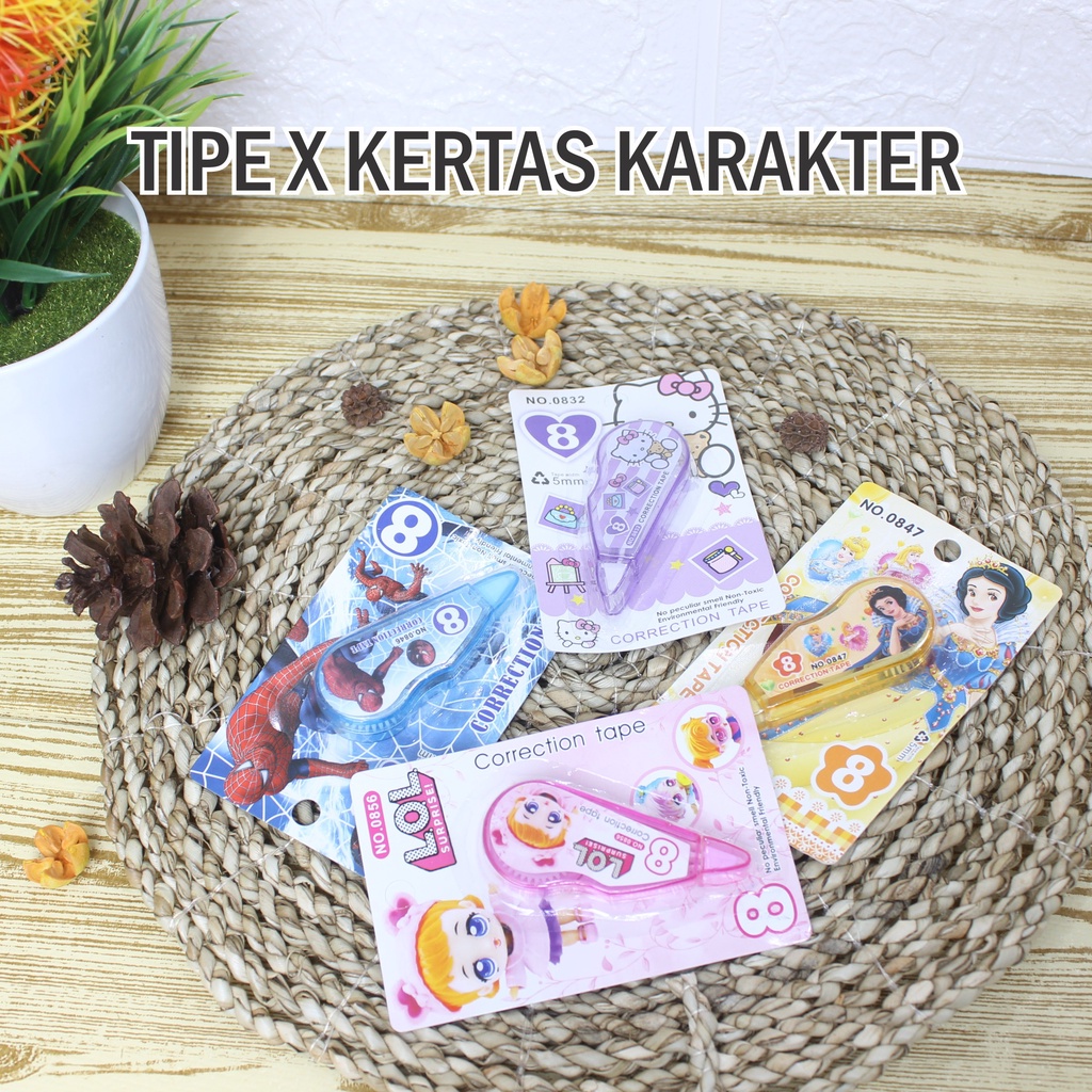 

Tipex Kertas / correction tape / Roll Correction Tape Murah Motif Karakter Lucu Warna Warni