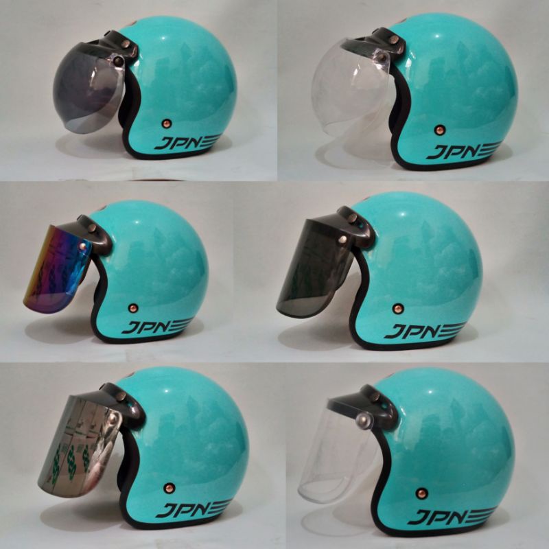 Helm Jpn Bogo Retro Biru Tosca Metalik