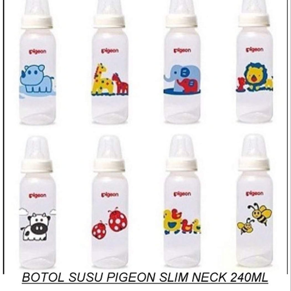 PIGEON MURAH BOTOL PPRP  PP RP GAMBAR KARAKTER SLIM NECK PERISTALTIC NIPPLE (MIX RANDOM)