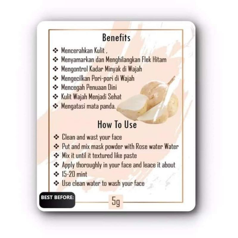 5gr face mask organic murah /masker organic by kostec