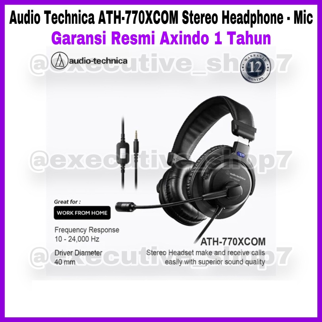 Audio Technica ATH-770XCOM Stereo Headphone - Mic - Garansi Resmi Axindo 1 Tahun