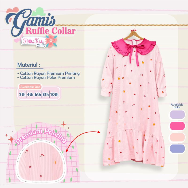 Afsheenastore Gamis Anak Ruffle Colar By Flowkids / Ready Size 2