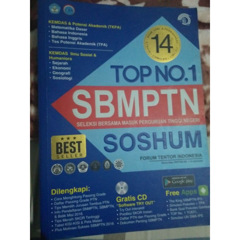 PRELOVED BUKU SBMPTN - TOP. 1 SBMPTN SOSHUM 2016