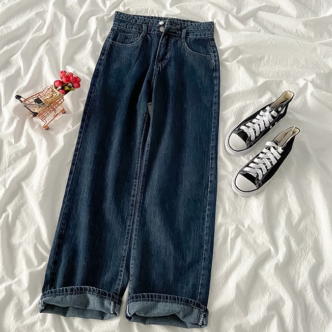 Highwaist Celana Jeans Wanita Terbaru / Kasual Jeans Wanita Kekinian /Straight Loose Celana Jeans Panjang Wanita