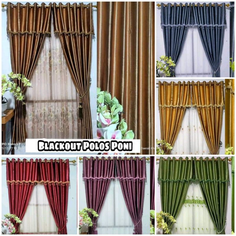 Gorden Blackout Polos Poni Renda/Gorden Tebal mewah