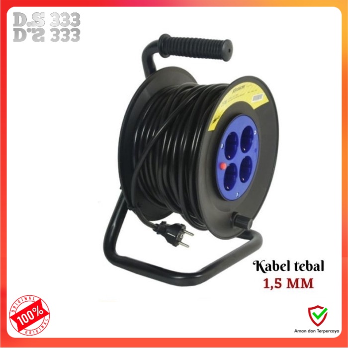 Krisbow Kabel Roll 25 meter kabel gulung 4 Soket