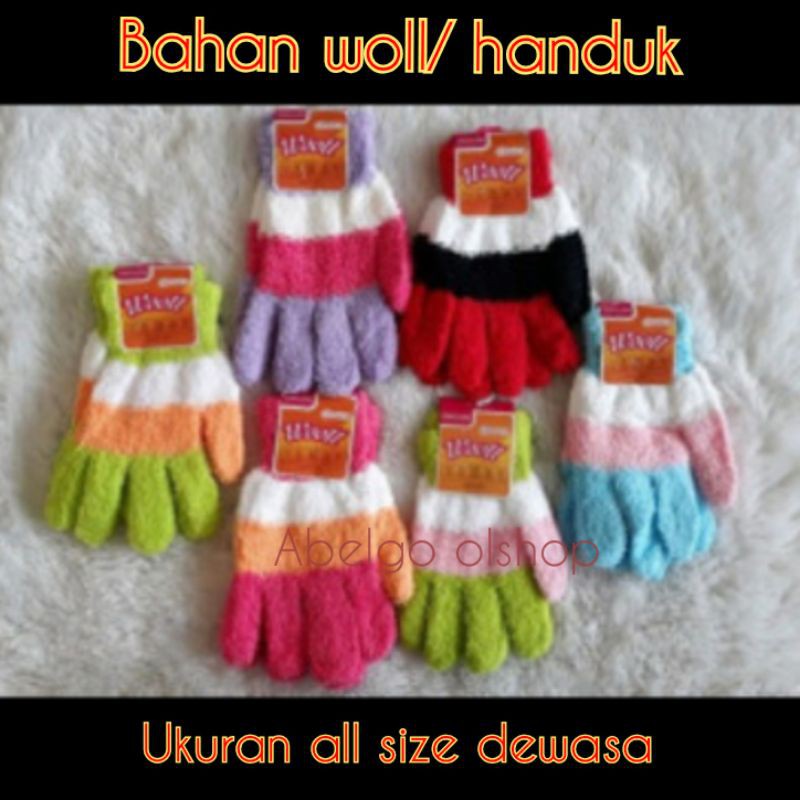 12 pasang- sarung tangan handuk wanita/sarung tangan woll wanita dewasa