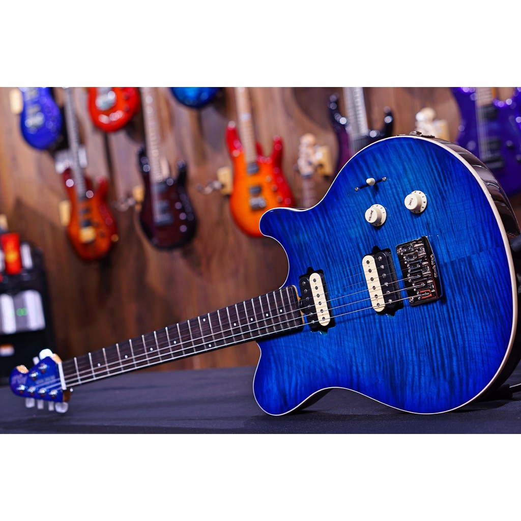 Ernie Ball Music Man Axis Super Sport HH STD - Balboa Blue Flame - Rosewood Matching Headstock G95058