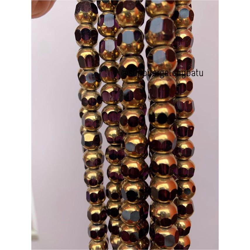 kristal BINGKAI GOLD 10mm ungu bahan spacer gelang kalung pembatas