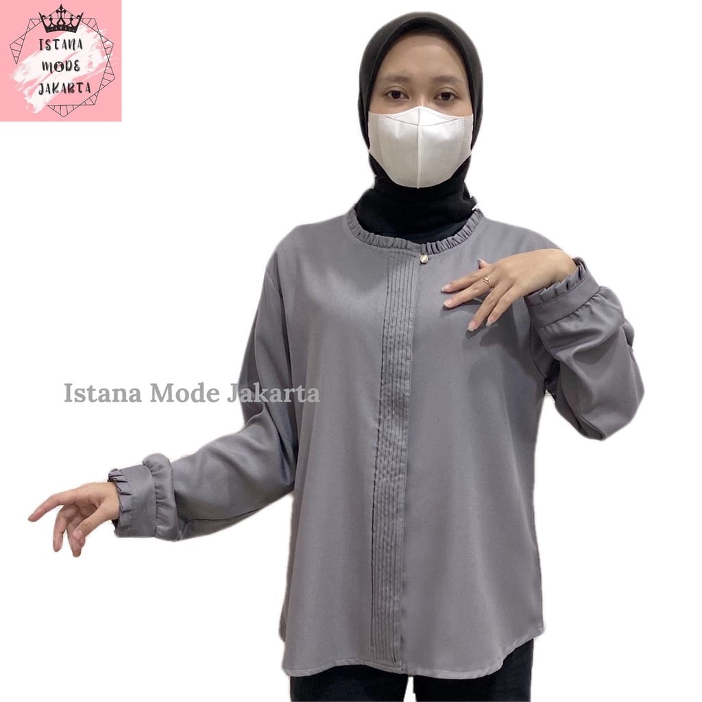 ISTANA MODE JAKARTA Lilac baju atasan wanita terbaru blouse korean style blouse wanita lengan panjang-LD110 ABUMUDA