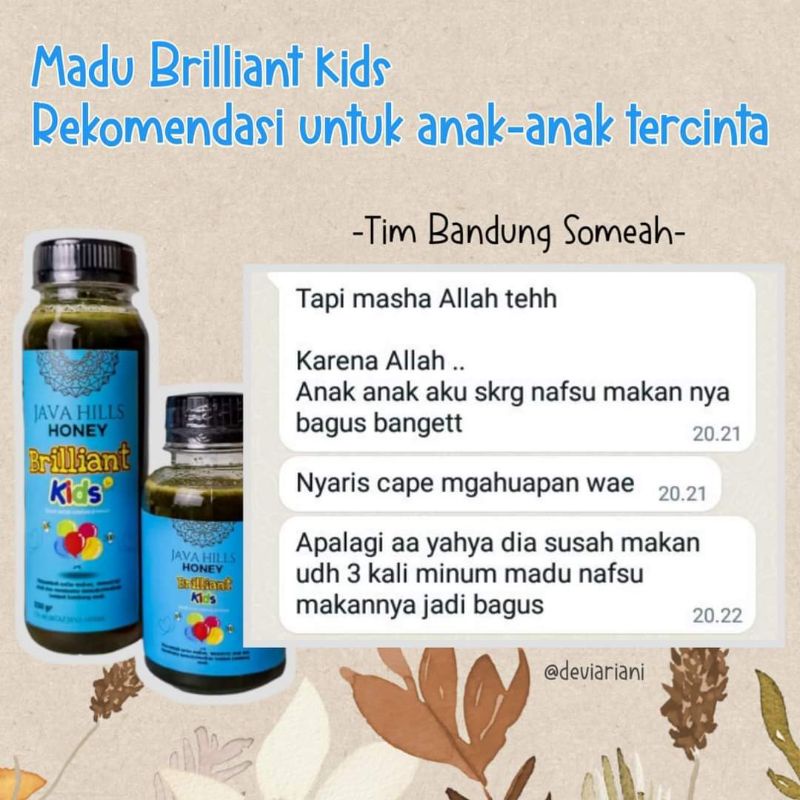 GRATIS SENDOK KAYU / MADU BRILIANT KIDS JAVAHILLS / JAVAHILLS HONEY MADU ANAK CERDAS / MENINGKATKAN NAFSU MAKAN / MADU PINTAR / MADU ANAK