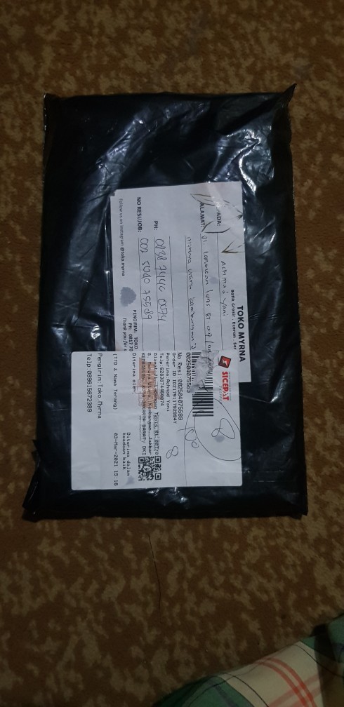 Batik Myrna - Kemeja Batik Atasan Lengan Pendek Pria Kembang Goyang Dongker