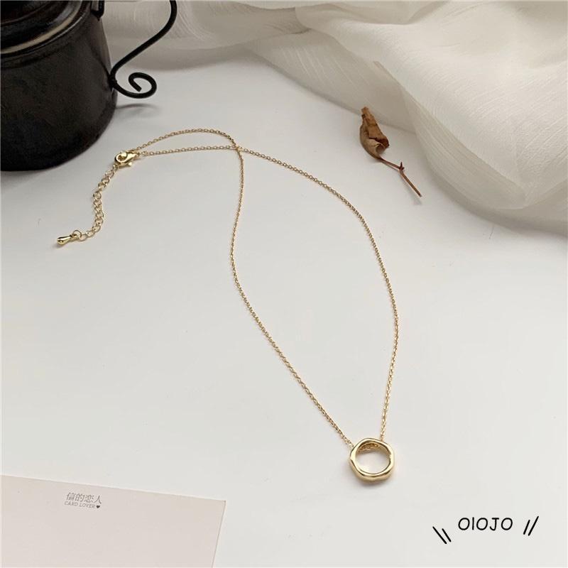 Kalung Rantai Clavicle Simple Dengan Liontin Bulat Untuk Wanita - ol2