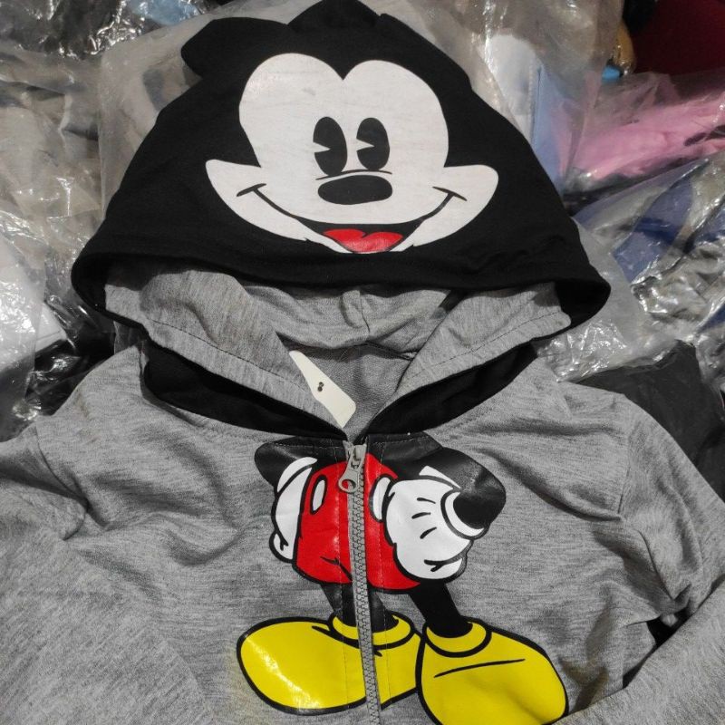 BPS COD Jaket Anak KID MICKEY mouse tikus abu hitam sablon kids 3-5 tahun-4