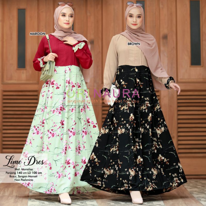 Lime Dress Pakaian Wanita { Ld: 100cm   Pj: 140cm }