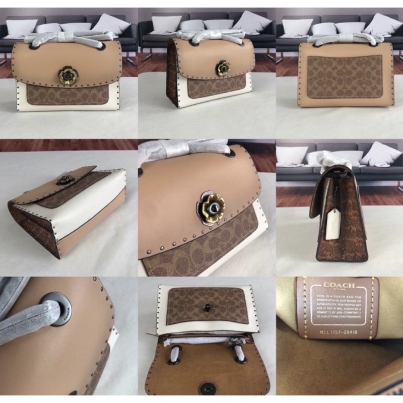 [READY]Coach Parker with Rivets and Snakeskin Shoulder Bag (29416)