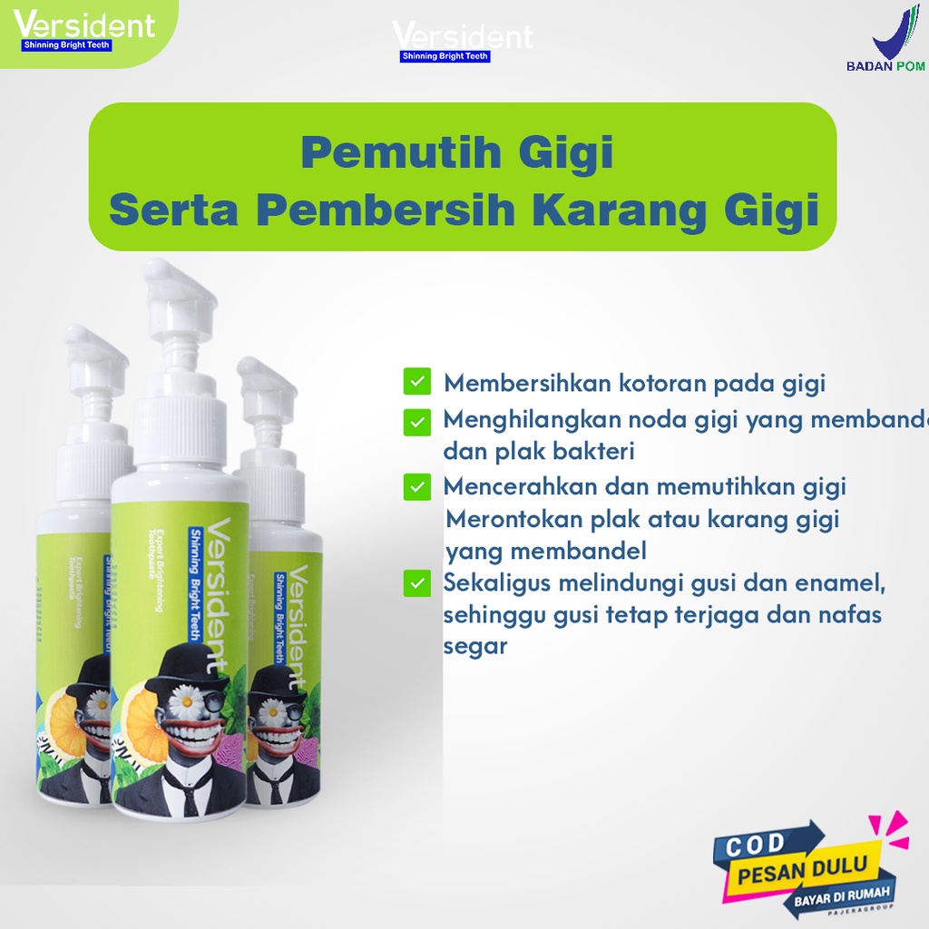 VERSIDENT Shinning Bright Teeth ORIGINAL SUPER WHITENING TEETH ODOL PEMUTIH GIGI DAN PENGHILANG KARANG GIGI ODOL ORECARE ORIGINAL PEMUTIH GIGI PEMBERSIH KARANG GIGI Activated Charcoal Powder for Teeth | Beaudelab Arang Aktif Detoks Karang &amp; Pemutih Gig