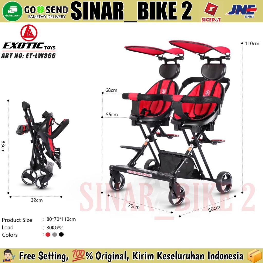 Magic Stroller Exotic LW-366 Twins Kembar Kereta Dorong Anak Bayi