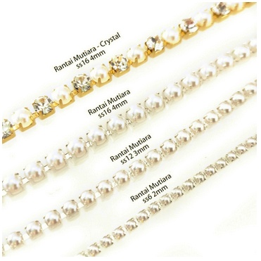 Crystal Austria Rantai Mutiara Payet 2mm 3mm 4mm - Mutiara 2mm