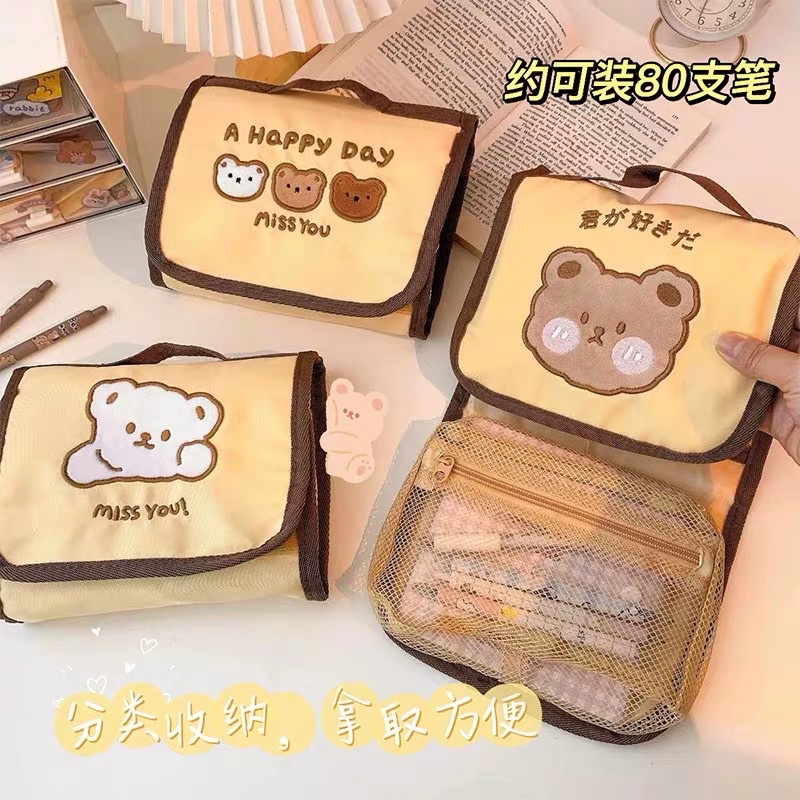 JOLINE POUCH MAKEUP MOTIF BERUANG LUCU, TAS KOSMETIK WANITA TAHAN AIR UNTUK PERJALANAN WANITA, TAS PENYIMPANAN PORTABEL  BERKAPASITAS BESAR, KOREAN KYLIE COSMETIC BAG, ORGANIZER TRAVEL BAG, MAKE UP TOOLS TRAVEL POUCH, CUTE BEAR