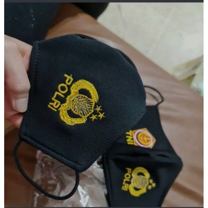 MASKER BORDIR TNI POLRI 3PLY HIJAB