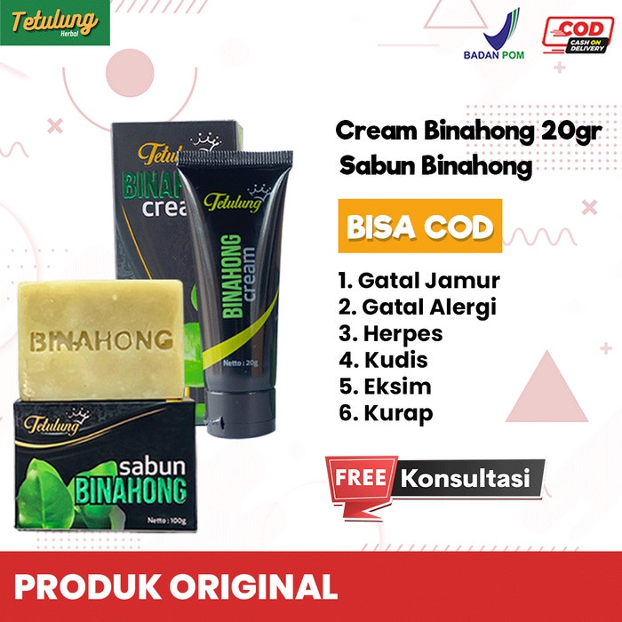 SABUN & BINAHONG CREAM 20G SALEP HERBAL UNTUK GATAL KURAP SELANGKANGAN BPOM