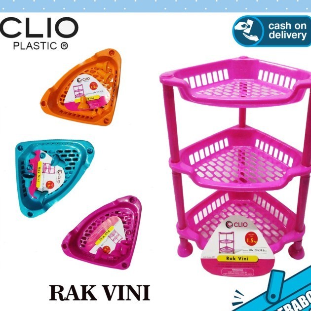 RAK CLIO 3 SUSUN PLASTIK VINI VIDI | RAK SUDUT / KOTAK SERBAGUNA MULTIFUNGSI