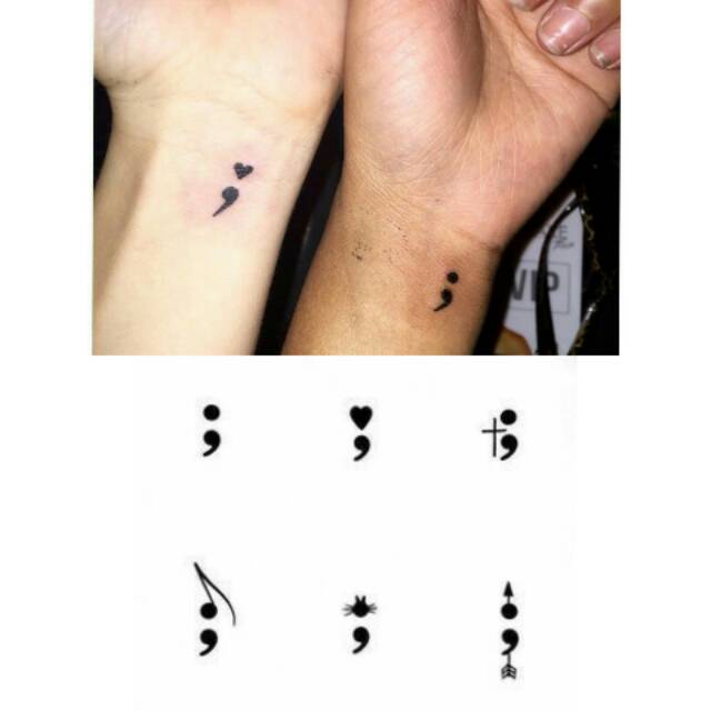 Tato Temporer 1 set semicolon dapat 6 titik koma Stiker Tato - SETI