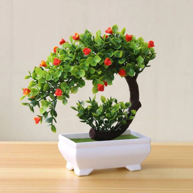 Pohon Bonsai Artifisial Pot Bunga Artificial Plastik Vas Hiasan Rumah