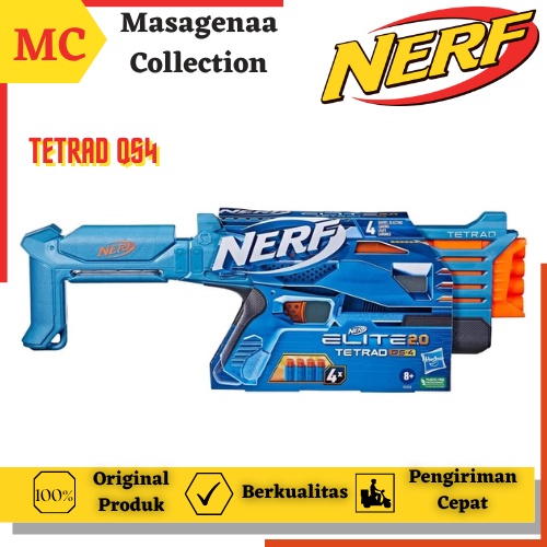 Tembak Tembakan Pistol Pistolan Mainan Maenan Nerf Elite Elit 2.0 Tetrad QS4 QS 4 Blaster Shotgun Sh