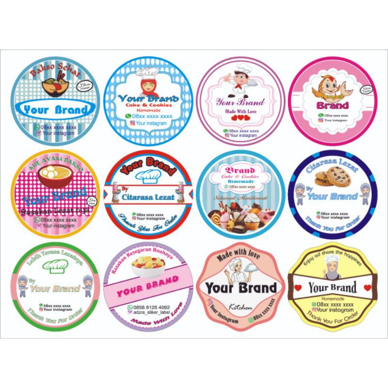 Cetak Stiker Satuan, Label makanan, logo, olshop bontak / glosy A3+