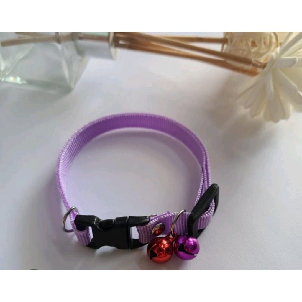 Kalung kucing 2 lonceng Polos 10ml bahan tebal