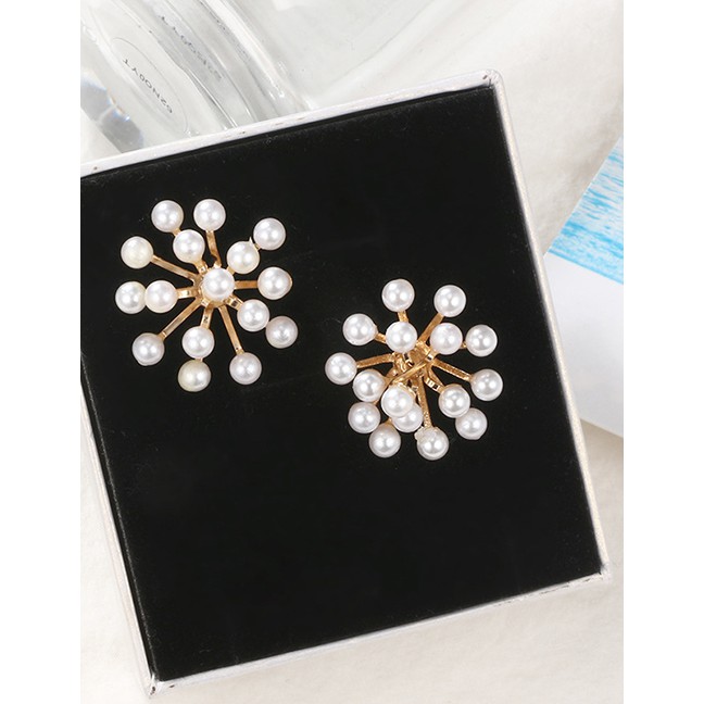 LRC Anting Tusuk Fashion Gold Snowflake Pearl Irregular Geometric Earrings F48107