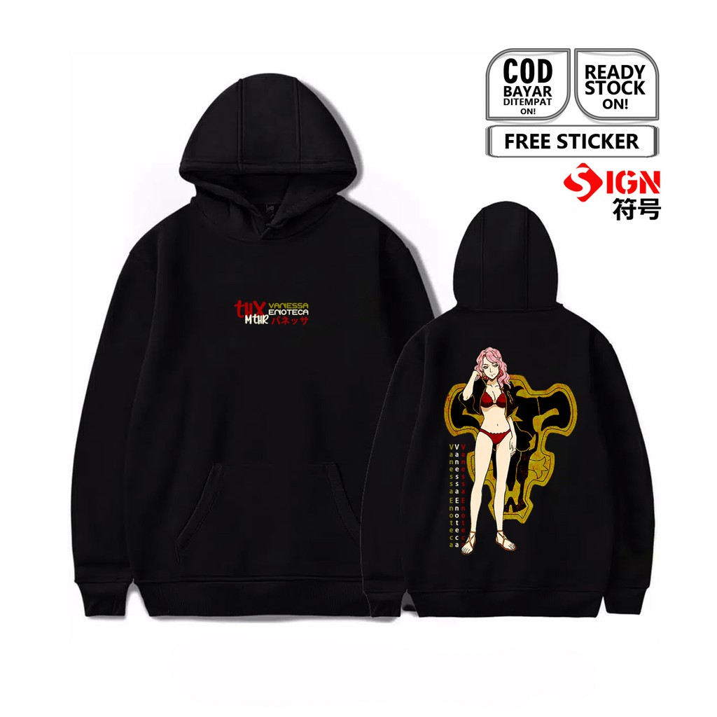 HOODIE VANESSA ENOTECA BLACK CLOVER WAIFU WIBU OTAKU AHEGAO BAJU JEPANG JAPANESSE CULTURE ANIME SIGN