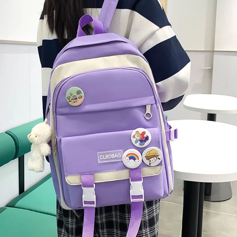 Tas Ransel Anak Sekolah Cewek Cowok Paud Tk Sd Smp Sma Kuliah Kekinian Berkualitas Warna Hitam Pink 