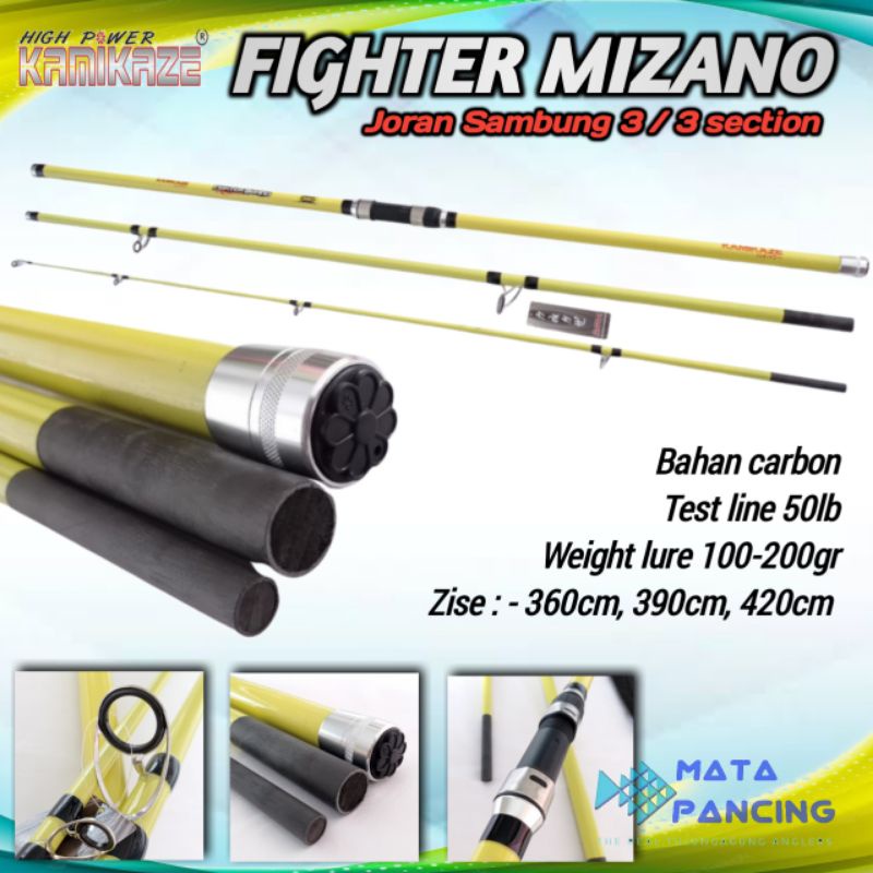 Joran surf sambung 3 kamikaze mizano 360 390 420 450 carbon action hard joran tebing karang dan joran pantai