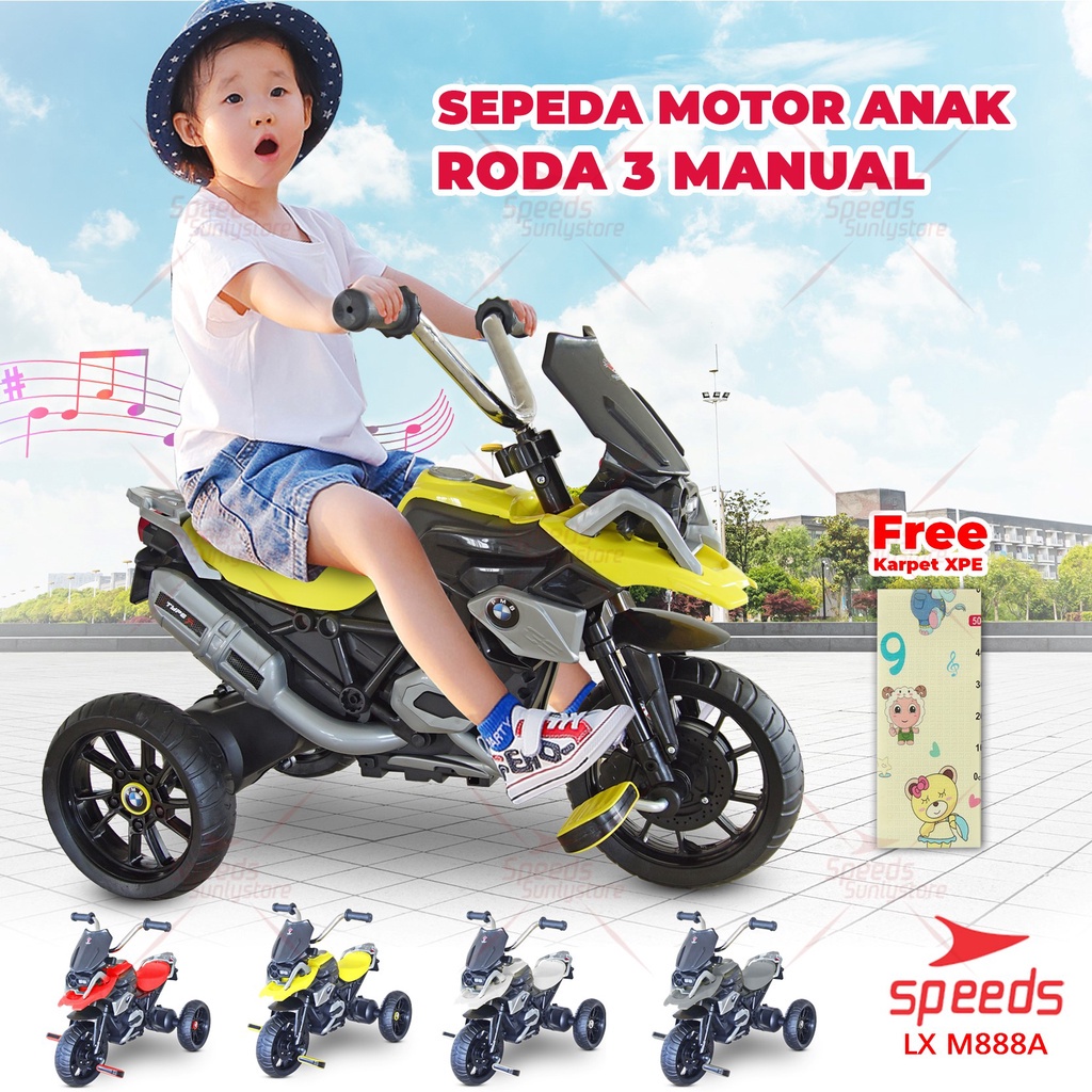 Sepeda Motor Anak 3 Roda Motor Manual Anak Mainan Anak Sepeda Motor Baterai PMB M888A