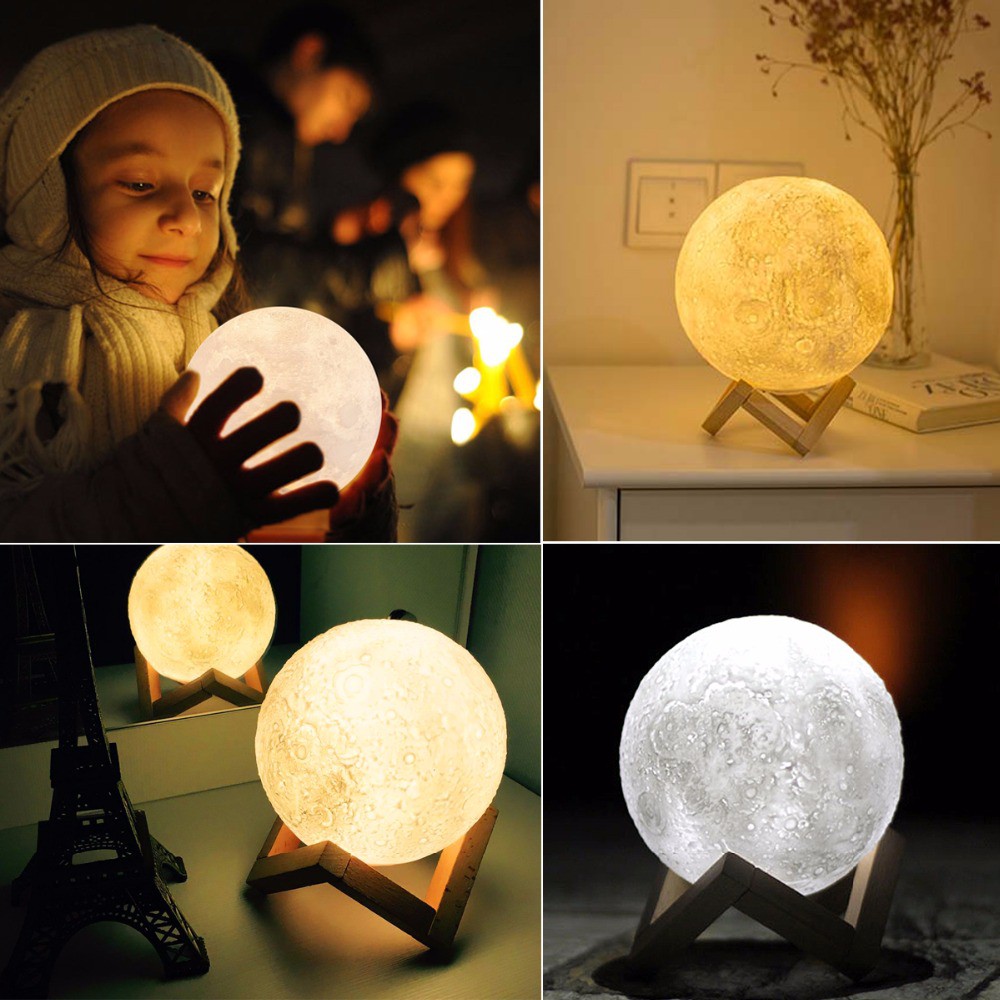 F86 Moon Lamp Lampu Tidur Bentuk Bulan 13CM 16 warna RGB + Remote