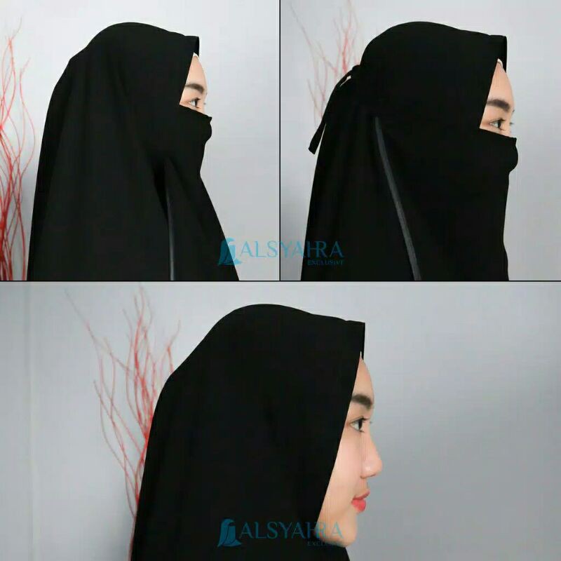 Alsyahra Exclusive Set Khimar Handsplit Non Pad Cadar Tali Bisban