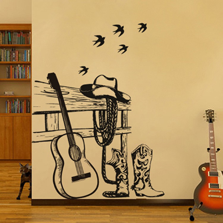 RELIZA Wall Sticker / Stiker Dinding Gitar MUSIK NADA MELODY MUSIC JM7314