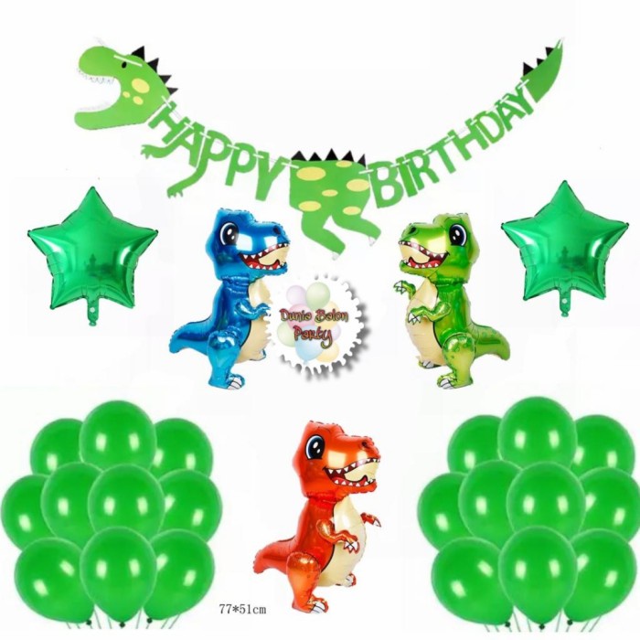 Paket Dekorasi Ulang Tahun Dinosaurus / Balon Foil Set T-rex