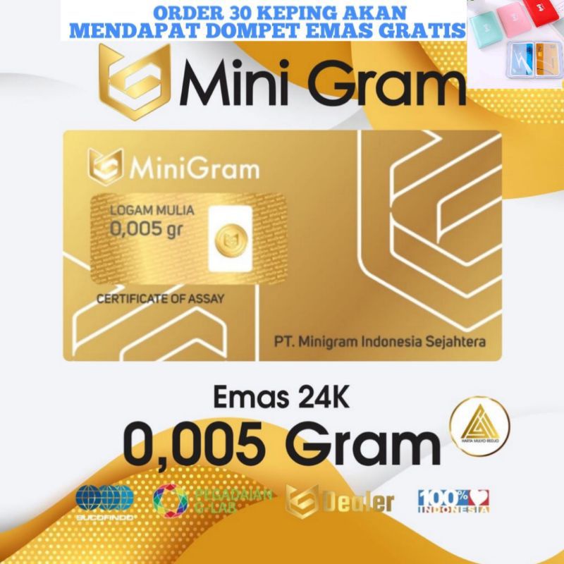 EMAS MINIGRAM 0,005 Gram / Minigram 0.005 Gram BABY GOLD / Babygold Logam Mulia Merchandise 24 Karat / MERCHANDISE MINI GOLD Resmi