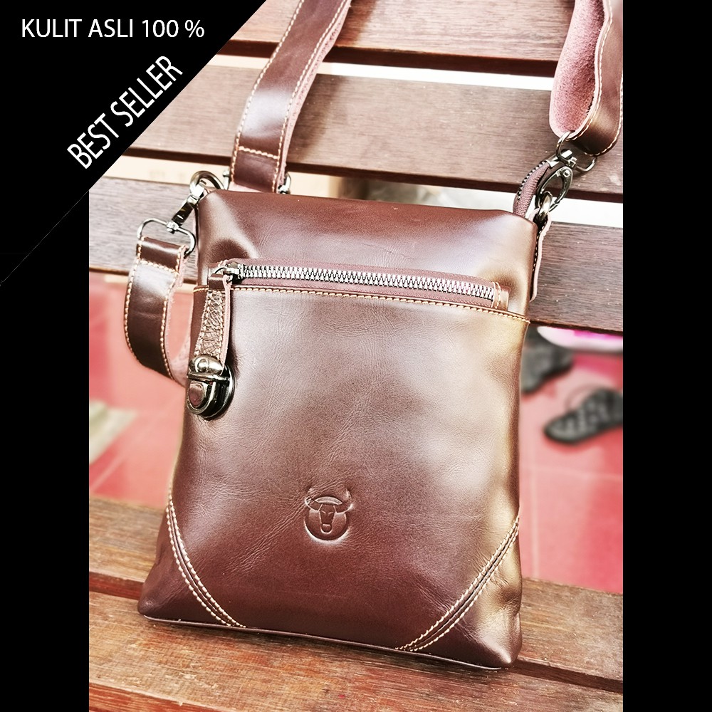 Tas Kulit Asli Kepala Lapisan Kulit Sapi Litchi Grain Wanita Tas Fashion Portable Bahu Messenger