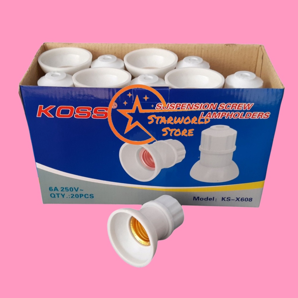 PAKET 20 Pcs Fitting Gantung E27 KOSS KS-X608 Jumbo - Putih