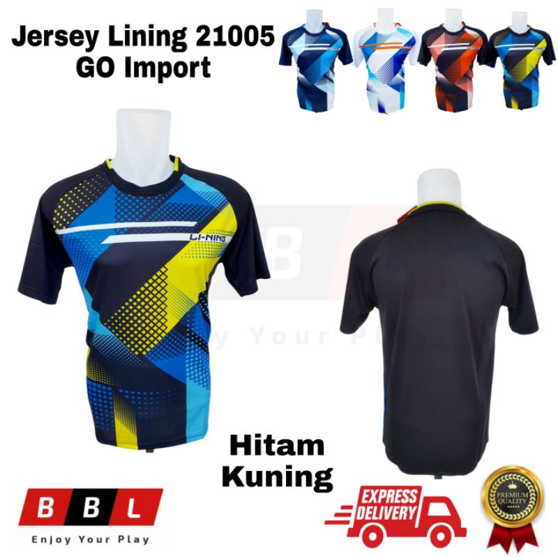 Kaos Badminton Lining 21005 Hitam Kuning Grade Ori Import Jersey Badminton Lining Terbaru Kaos bulut
