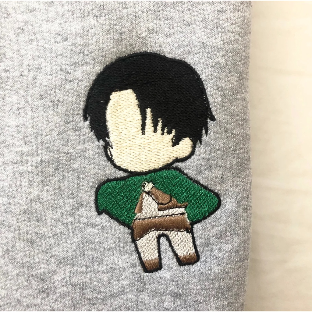 Crewneck Levi Ackerman Embroidery Anime Manga SNK AOT Attack On Titan Premium Unisex