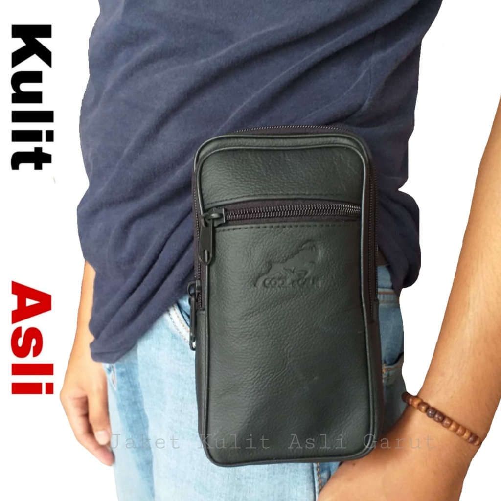 Sarung HP Pinggang Tas Ikat Pinggang Dompet Hp Kulit Asli Termurah
