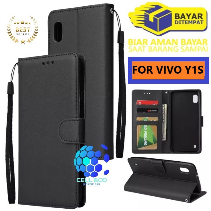 Flip cover VIVO Y1S Flip case buka tutup kesing hp casing flip case Premium leather wallet