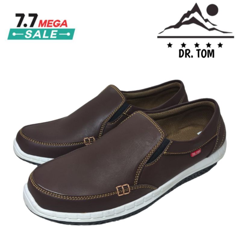 Sepatu Pria Kerja Kantor / Formal Model Slip On Kasual Kulit Sol karet  DR.TOM TM03