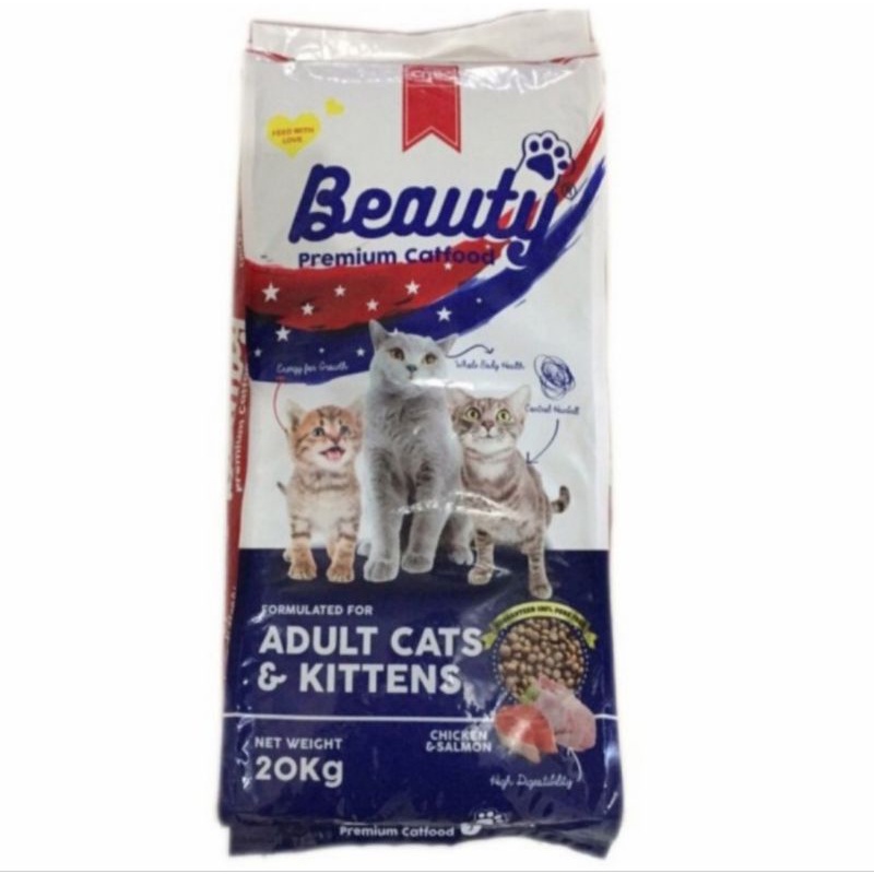 EXPEDISI Beauty Cat Adult Kitten Chicken &amp; Salmon 20kg Kucing